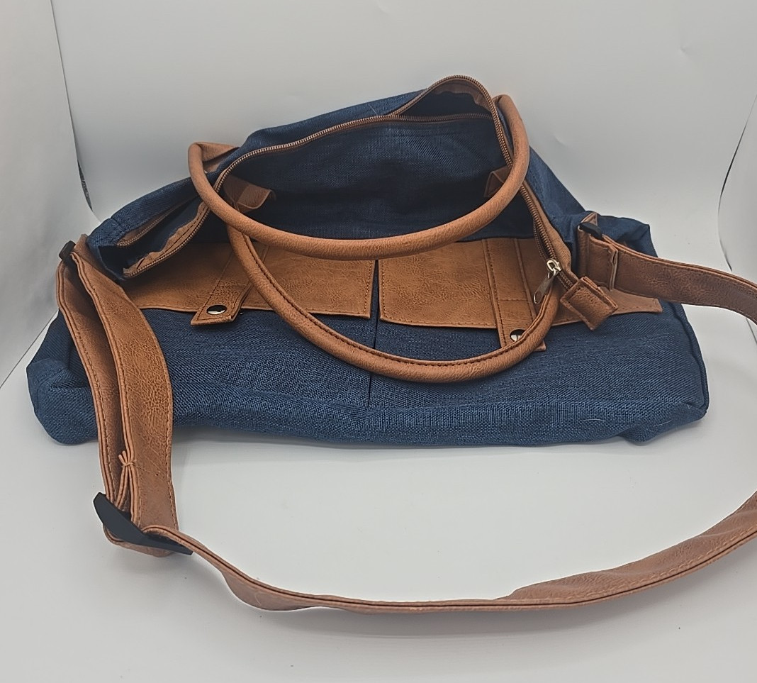 NWOT LADIES CROSSBODY BLUE DENIM SHOULDER HANDBAG ,ADJUSTED STRAPS SATCHEL PURSE