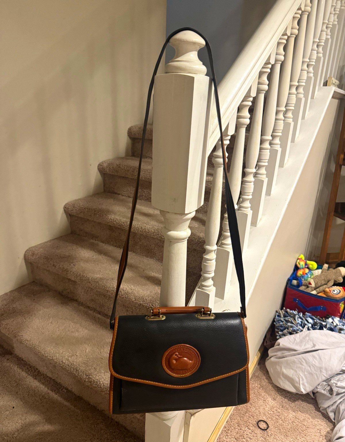 Dooney & Bourke Medium Satchel Top Handle Detachable Strap Black/Brown Gold