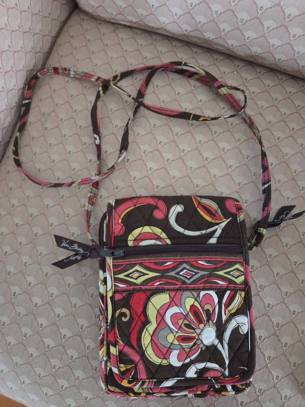 Vera Bradley Women’s Little Hipster Retired Puccini Pattern Brown Red Yellow