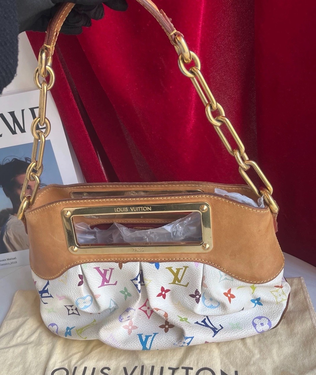 LOUIS VUITTON MONOGRAM Multicolor White Judy PM Shoulder Bag Handbag AUTH