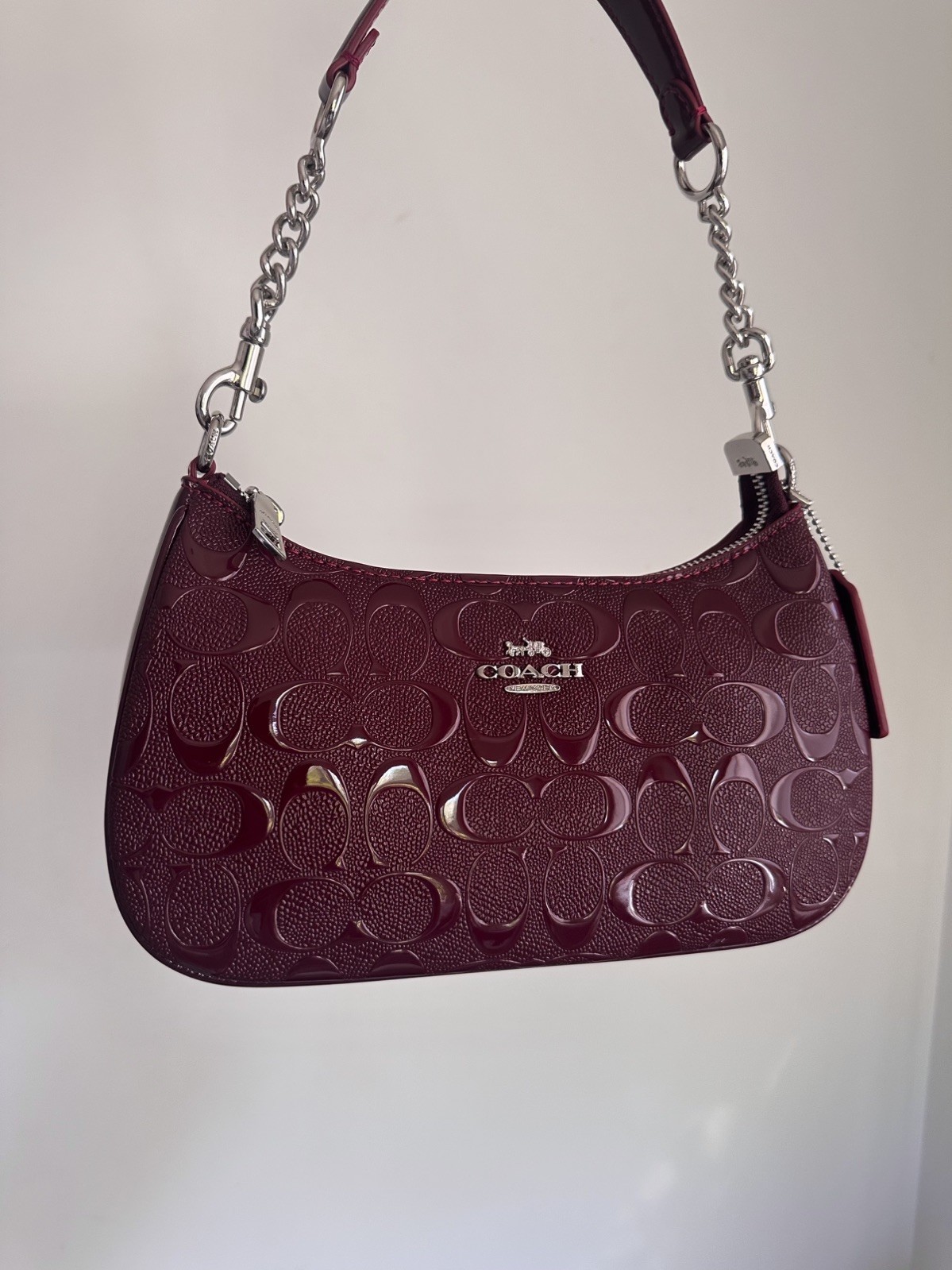 Burgundy Teri Coach Shoulder burgundy bag