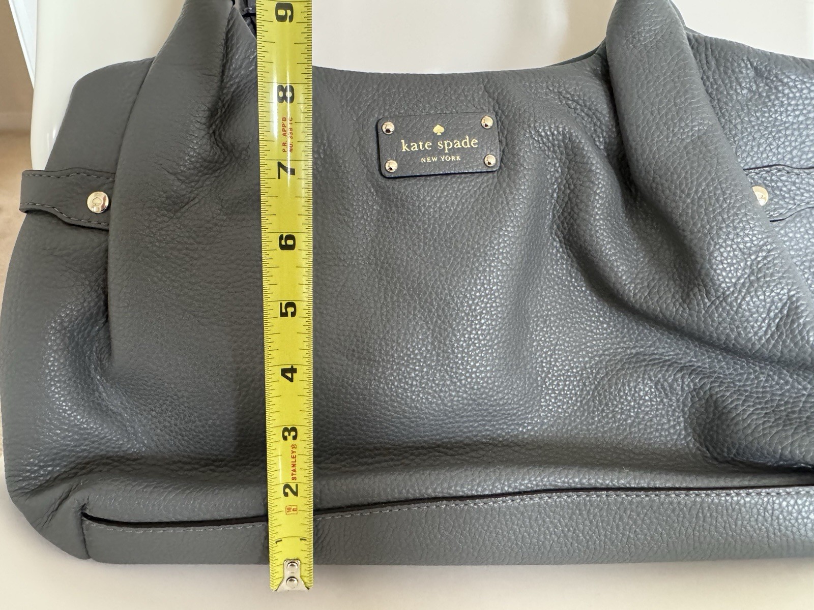 Kate Spade New York Pebbled Leather Satchel Shoulder Bag Blue Gray NWOT