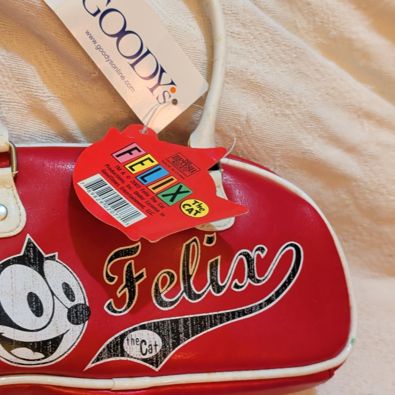 Felix the Cat Red White Black Graphic Print Satchel Top Handle Bag w Coin Purse