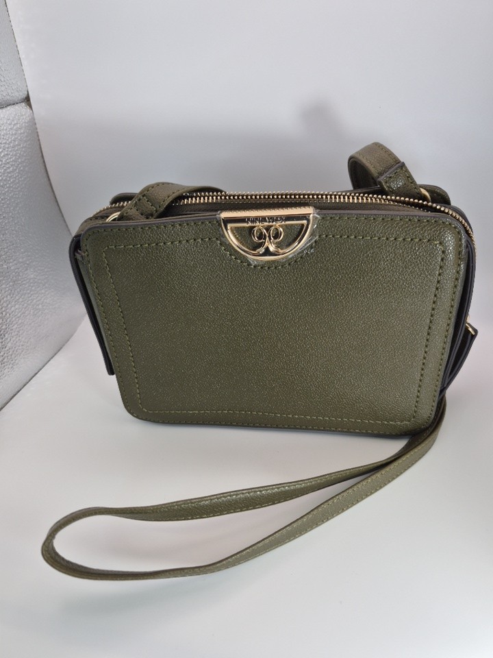 Nine West Olive Green Mini Crossbody Bag/Purse Gold Hardware *New 9″×6.5″ Adjust