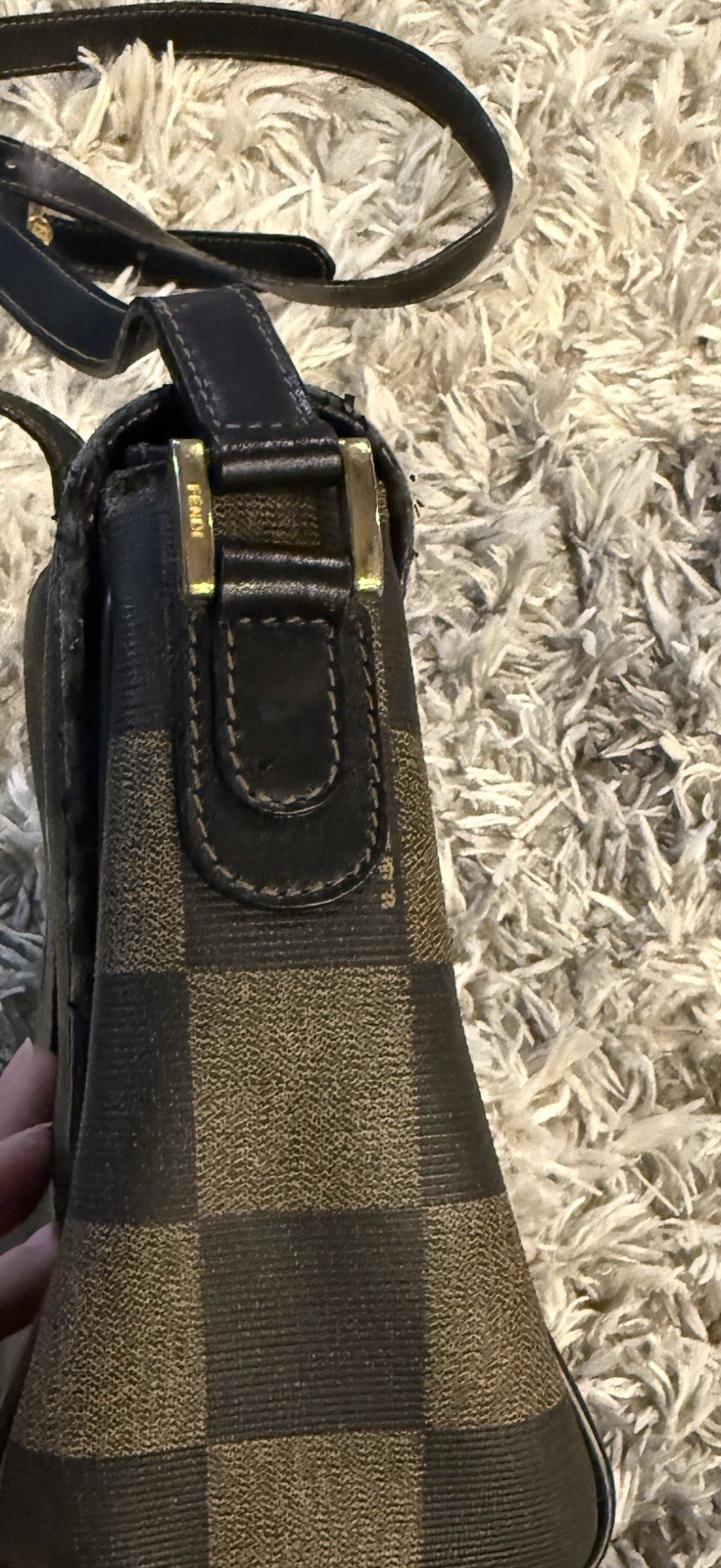 Vintage Fendi Brown/Black Checkered Small Crossbody Bag