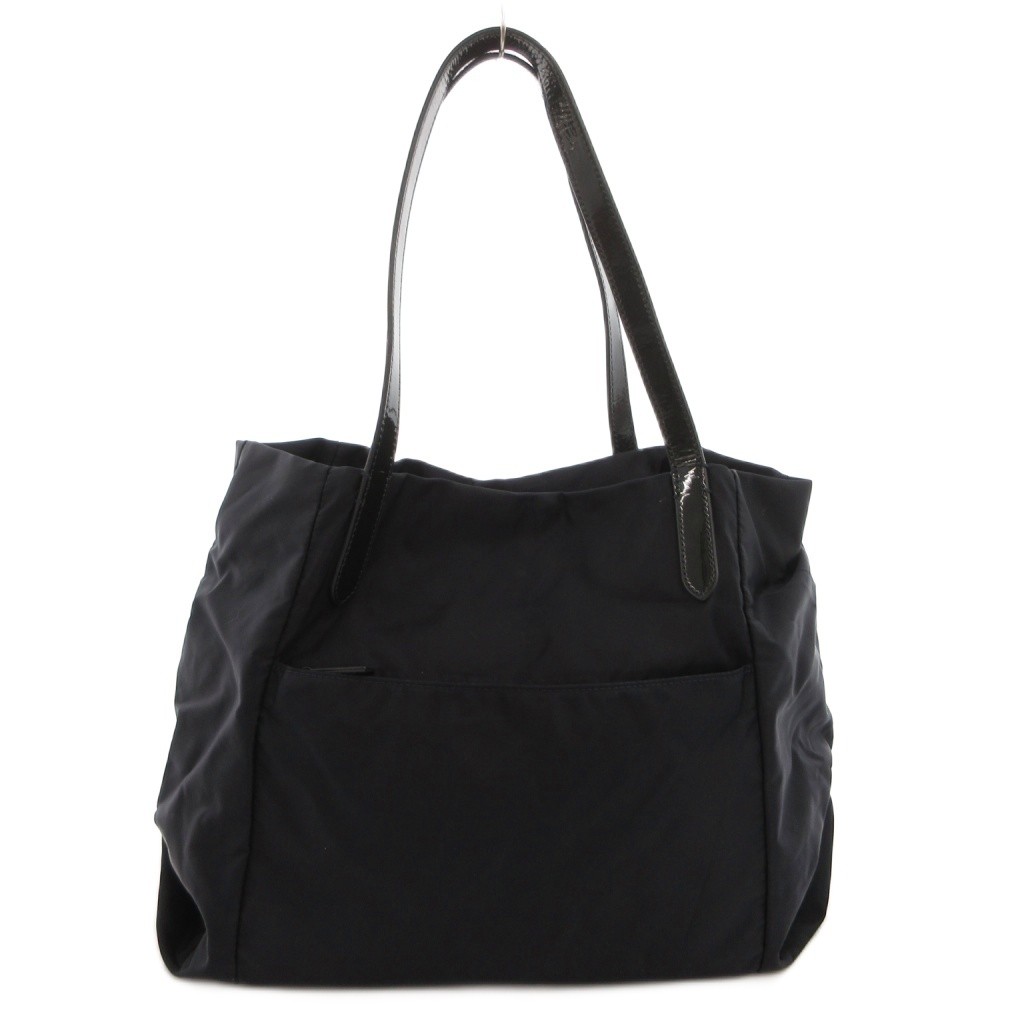AMACA Nylon Tote Bag Navy Embroidery Shoulder Bag AB Condition 12x16x5in