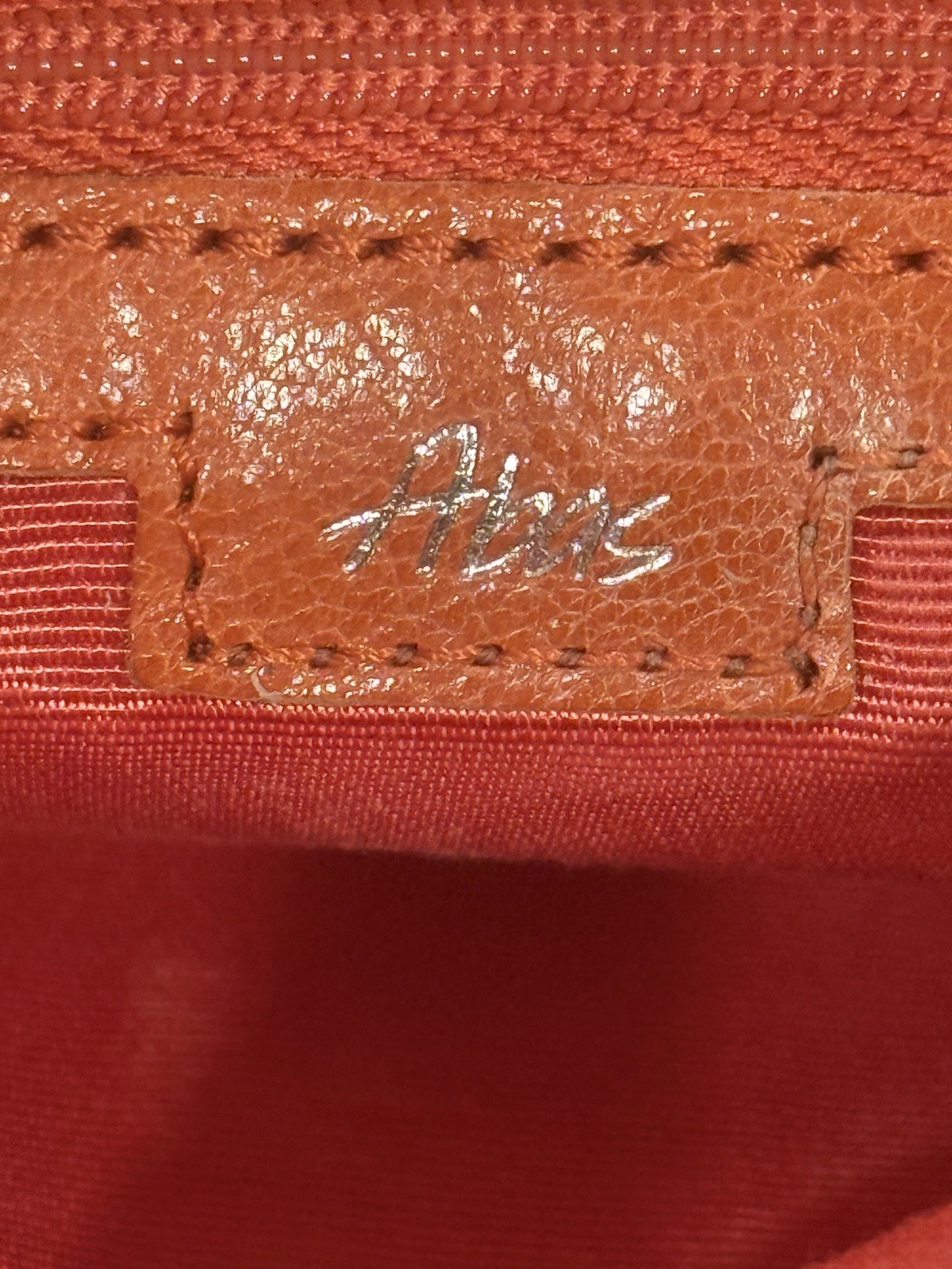Abas Rust Red Croc Embossed Crossbody Bag Zip Closure Red Lining Front Zip