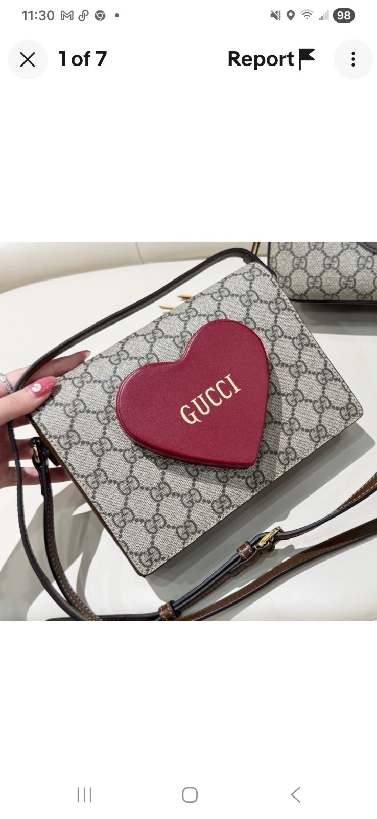 Gucci Loving Heart Crossbody Brown Gold Women Designer 8×2.4×6 in