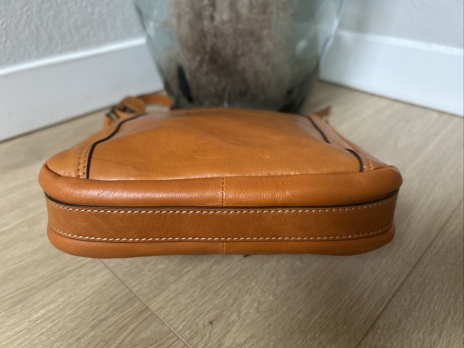Lodis Stellene Crossbody Purse Caramel Leather Gold Hardware Sophisticated