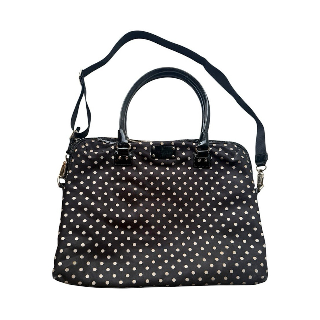 Kate Spade Calista Laptop Bag Black White Polka Dots Red Lining 15×12