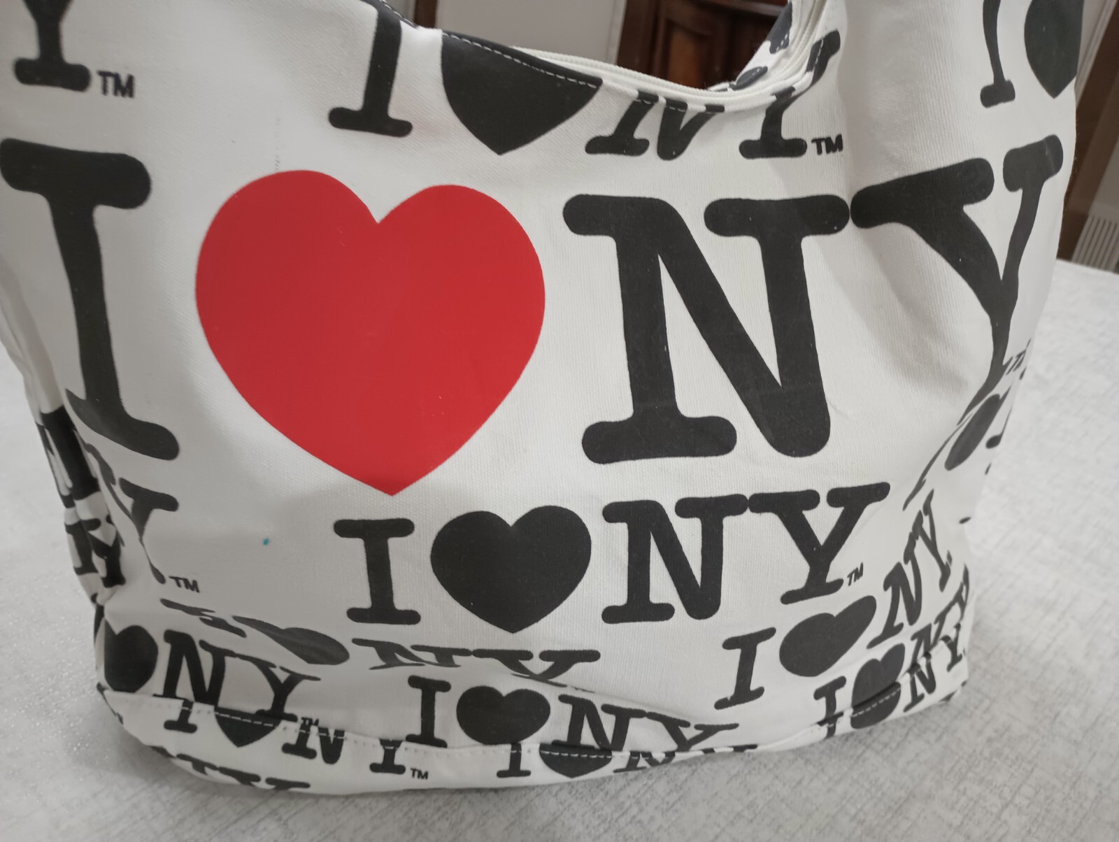 I Love NY Heart Heavy canvas purse carry Bag 15 x 12H