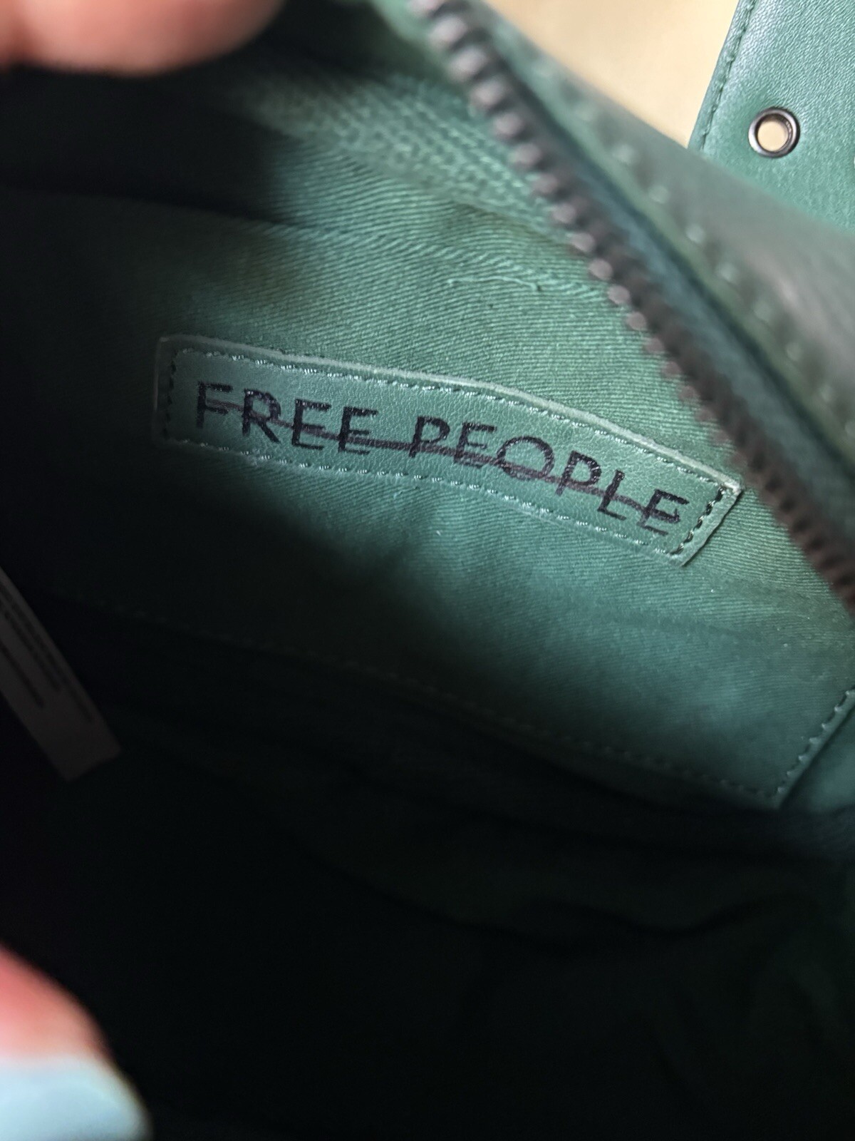 Free People Say Yes Small Bag With Buckle Detail 100% Leather Green NEW