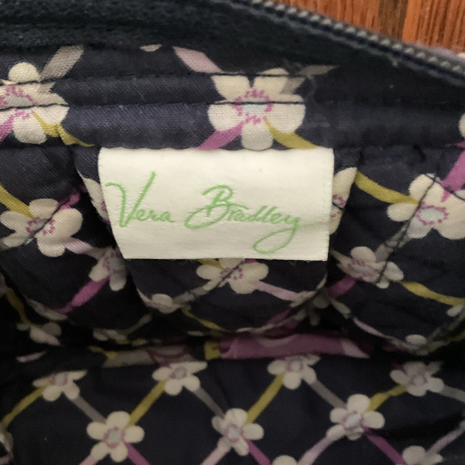 Vera Bradley Quilted Fabric Purse Navy floral 9 In X 6 In