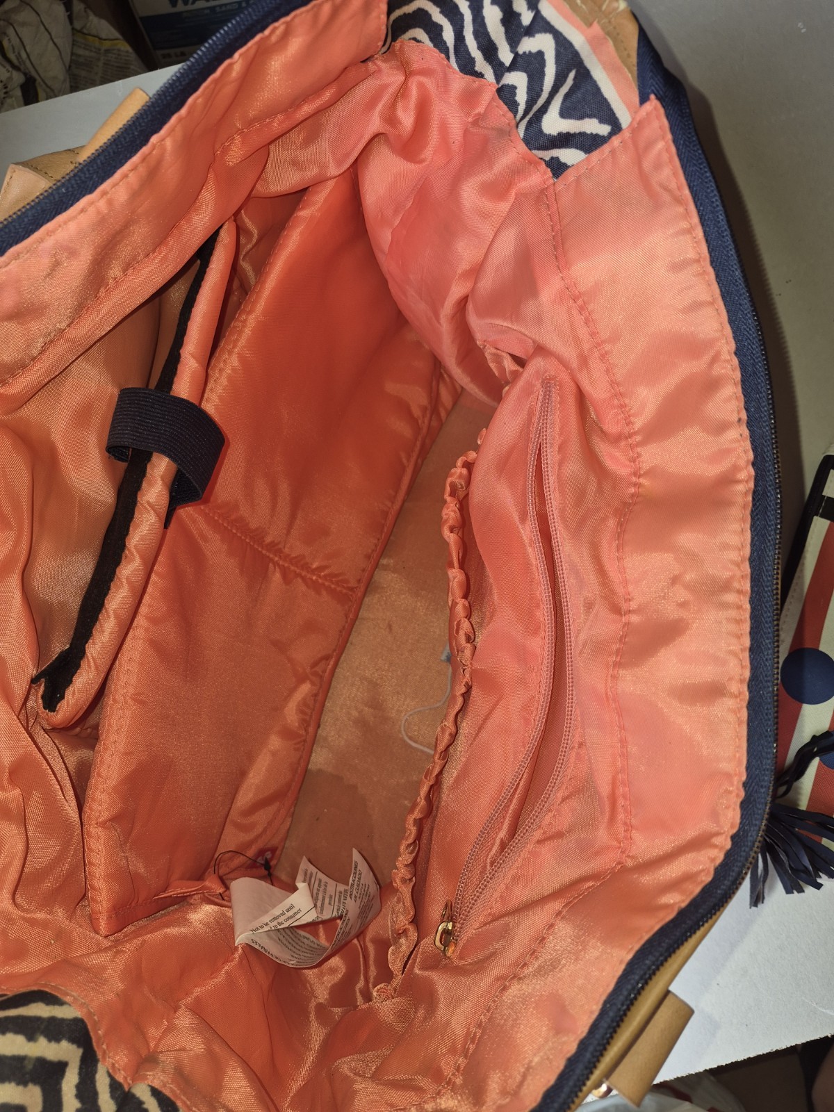 Fisher-Price Large Geometric Diaper Bag Tote Zip, Detachable Strap, Pockets