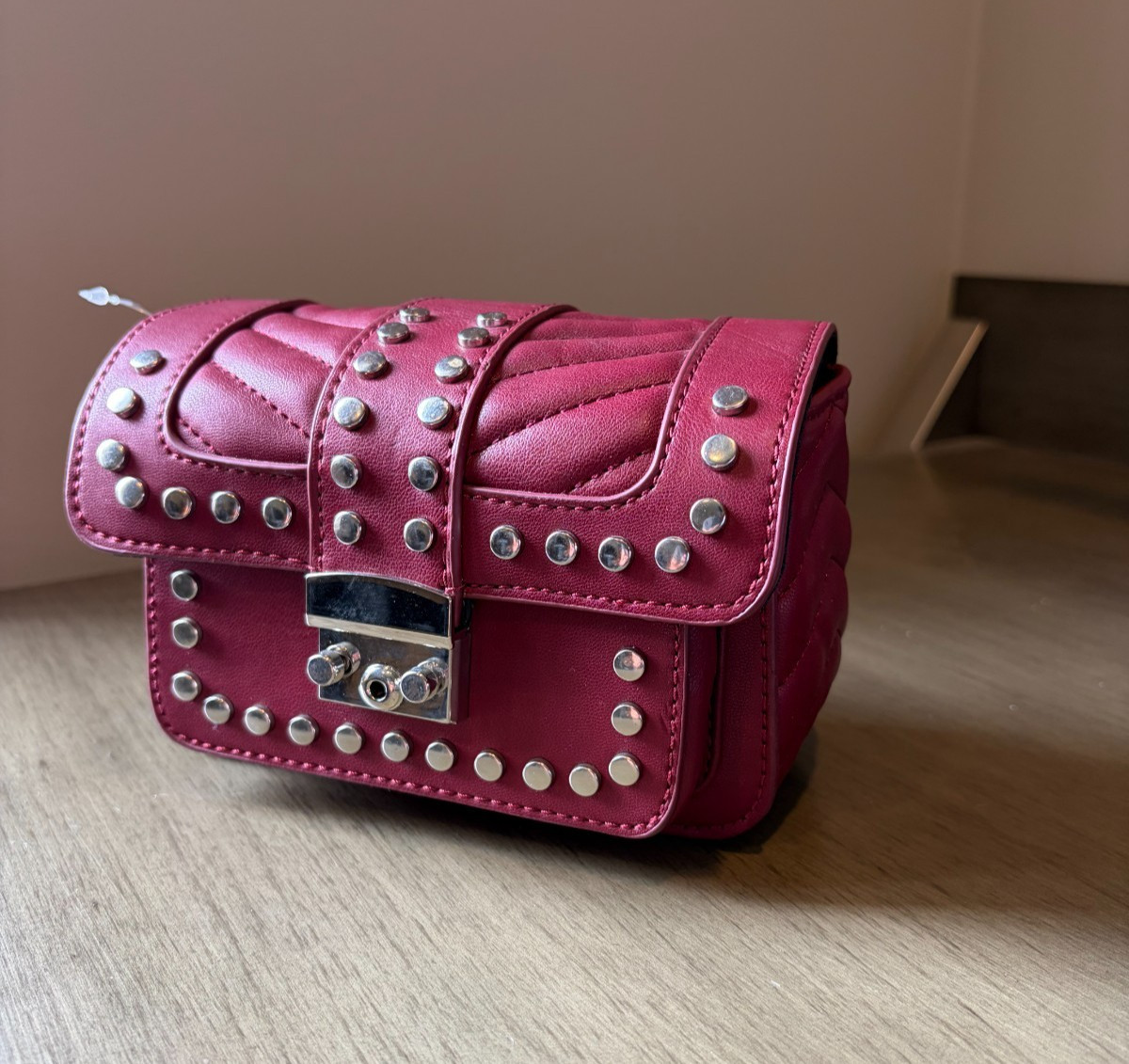 Lexi & Abbie Studded Mini Crossbody Bag Silver Turn lock purse