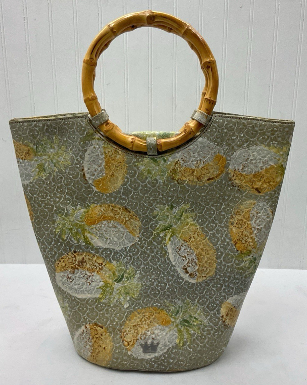Elaine Turner Bamboo Handle Bucket Bag