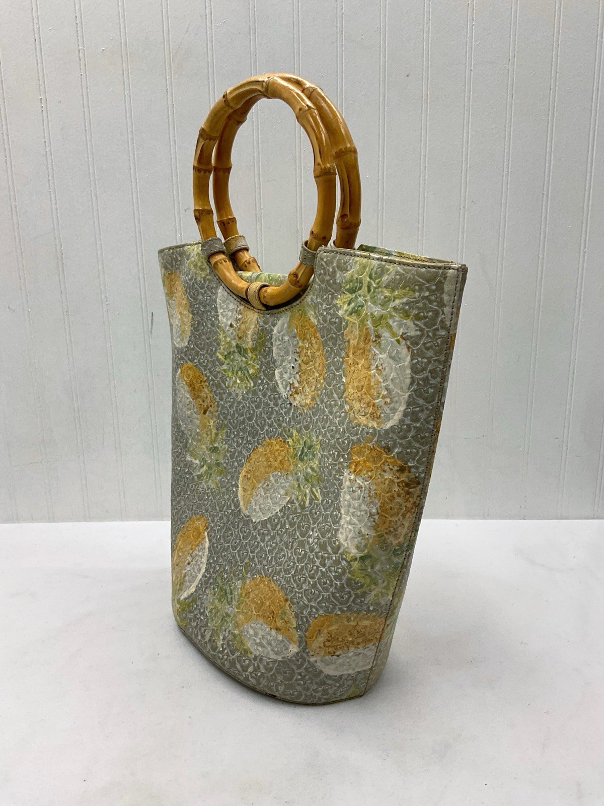 Elaine Turner Bamboo Handle Bucket Bag