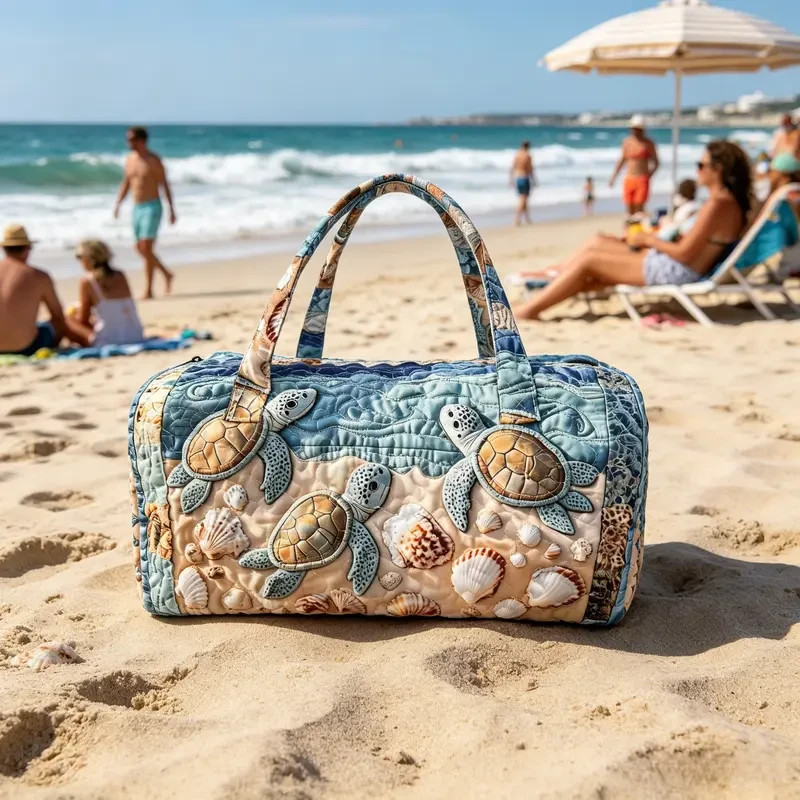 Unisex Boho Quilted Weekender Bag-Large turtle shell Quilted Duffle Bag Carry-on