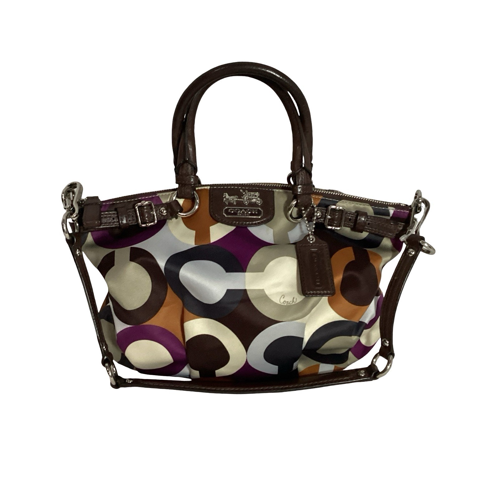 COACH Madison Graphic Op Art Signature Sophia Satchel 18636 Multicolor Bag EUC