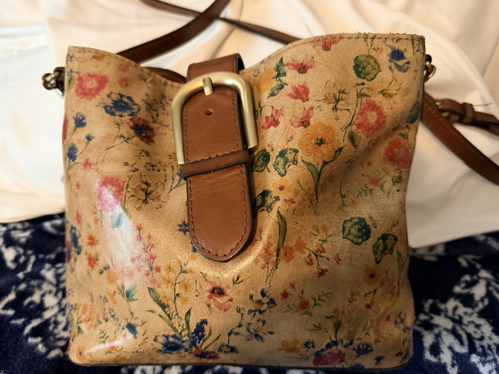 Patricia Nash Medium Floral Shoulder Bag Zip + Magnetic Close Brass Hardware
