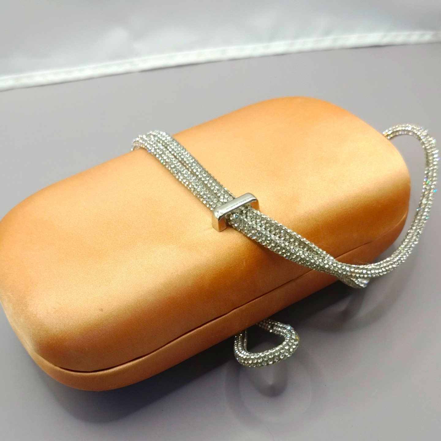 Madison West Gold Clutch Rhinestone Detachable Strap Clasp Lined Pockets