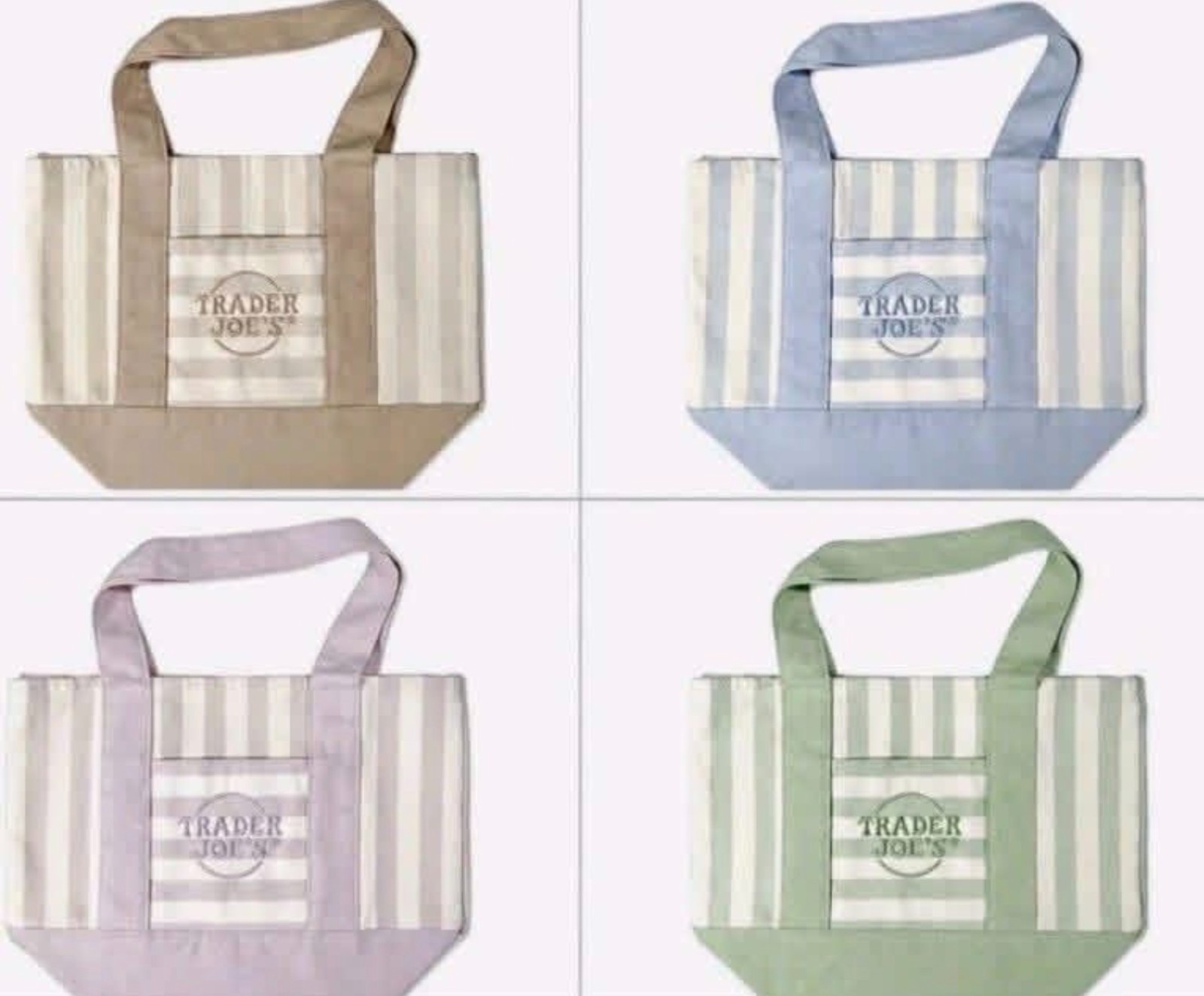 Trader Joe’s Pastel Striped Mini Canvas Tote Bag NWT Limited Edition