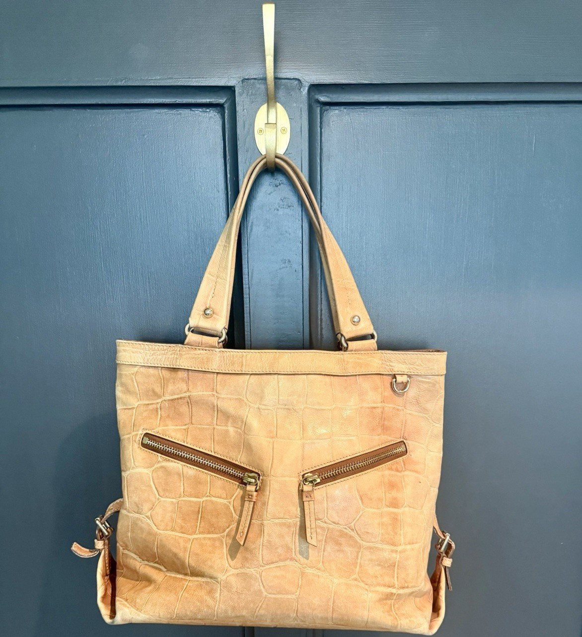 Dooney & Bourke Croc Embossed Leather Tote | Tan Leather Large Carryall
