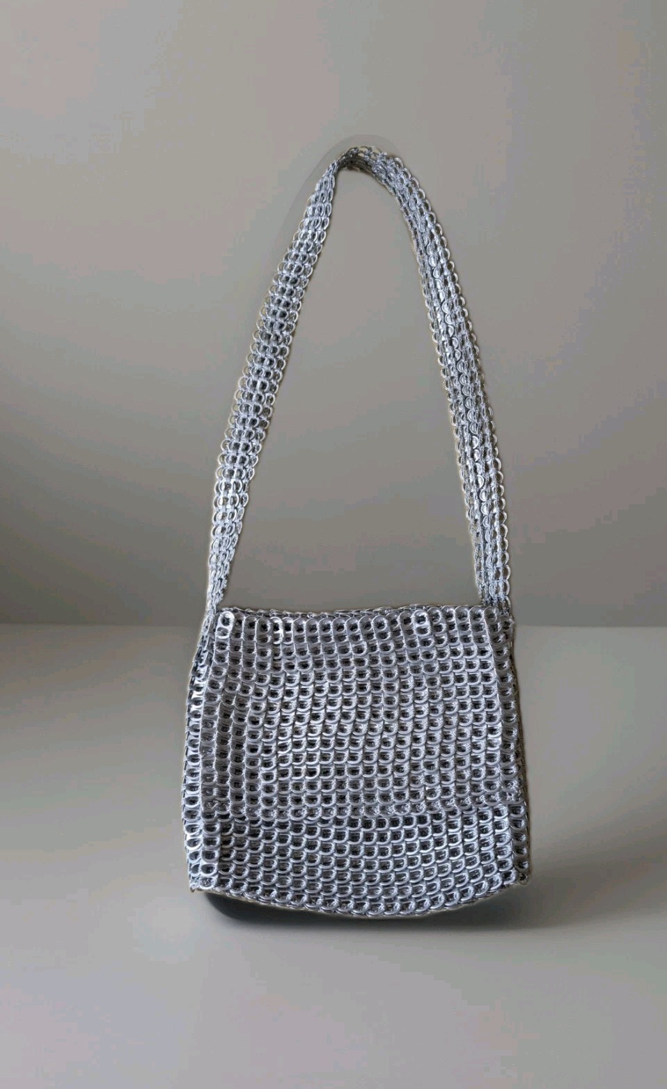 COUSSINET Silver Soda Pop Pull Tab Woven Shoulder Bag Y2K Chainmail Festival…