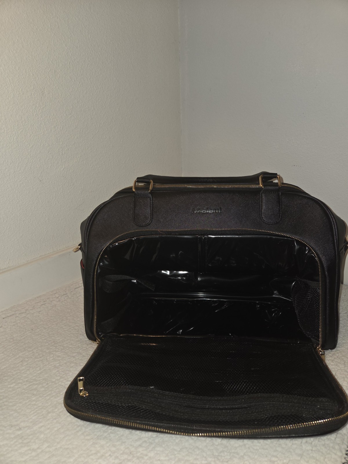 Mealami Meal Management Bag – Can Work As Laptop Bag Gold Hardware & Red Lining
