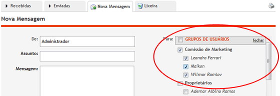 Área Central - Grupos de usuários
