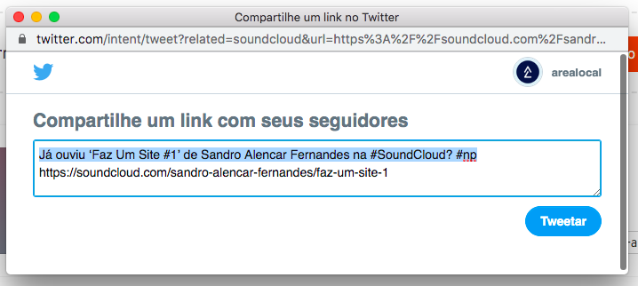 Audio do SoundCloud no Twitter