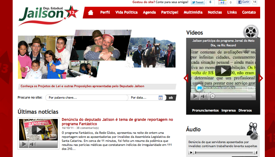 No ar:  "Novo site Deputado Jailson"