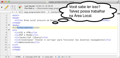Vaga Programador Web