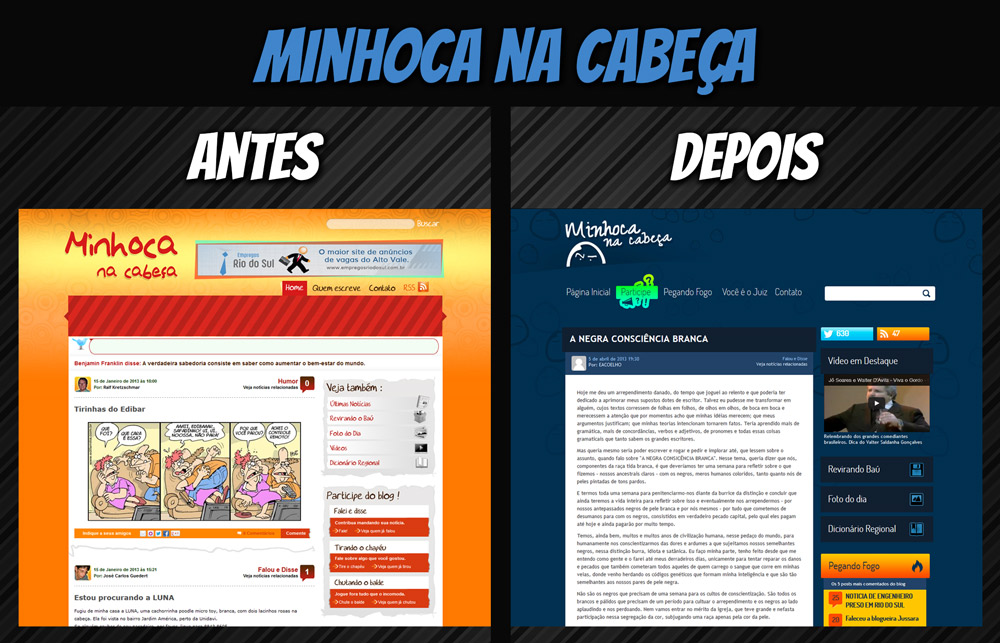 Novo layout do Minhoca na Cabeça