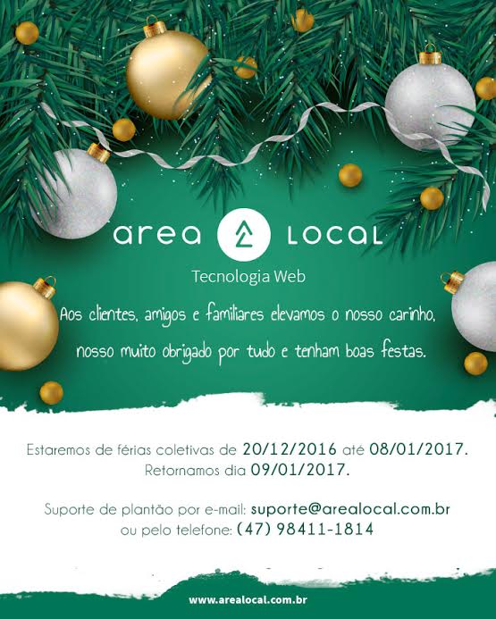 Boas festas! Estaremos recarregando nossas de energias para 2017